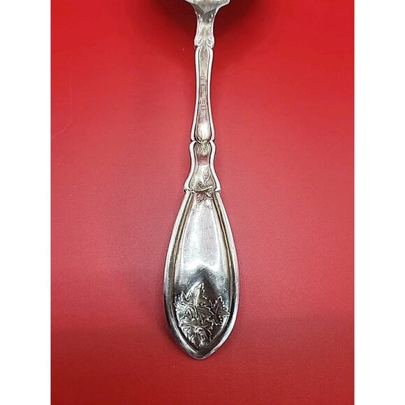 Antique 1908 Rogers LA VIGNE Solid Smooth Casserole Spoon 8 7/8" A1 Silverplate - Picture 7 of 7